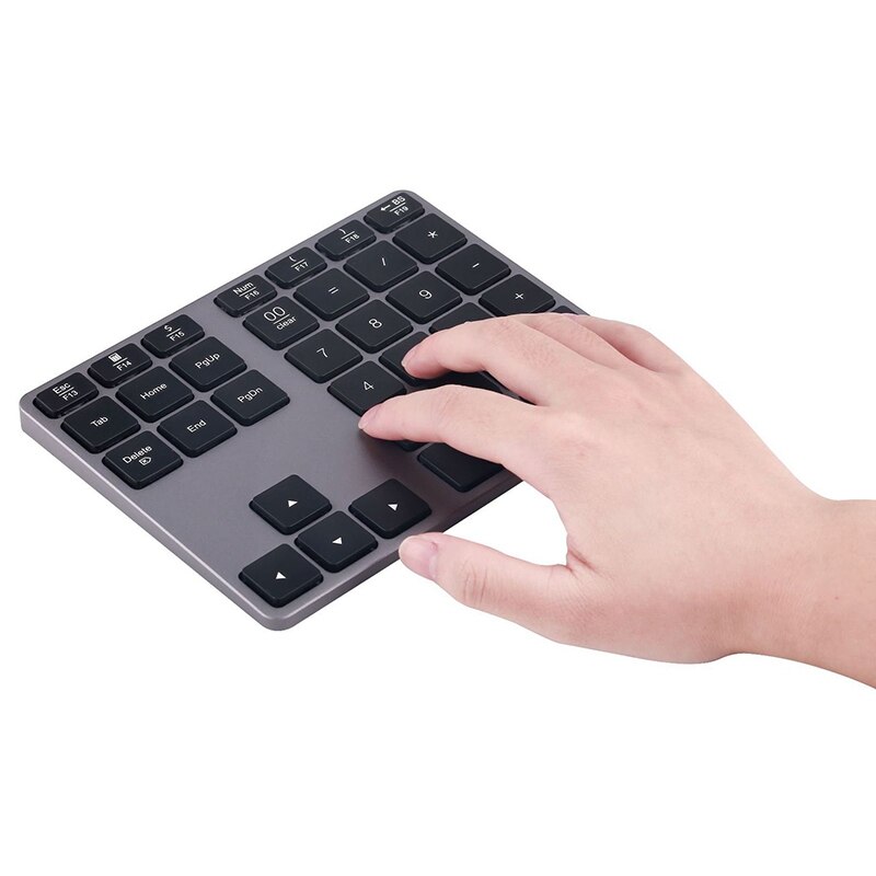 Aluminum Alloy Bluetooth Wireless Numeric Keypad 35 Keys Digital Keyboard for Accounting Teller Windows IOS Mac OS Android PC Ta