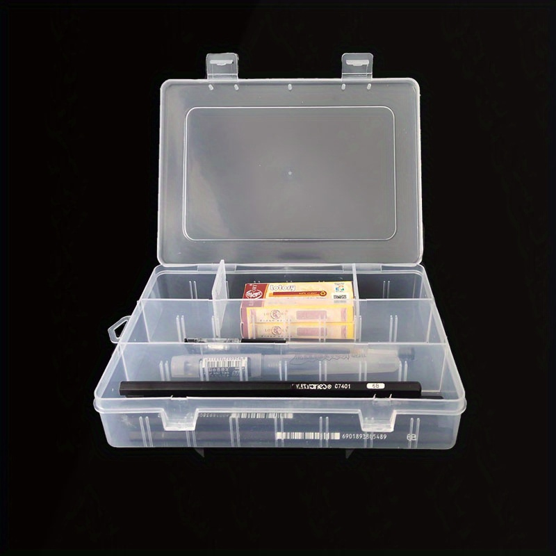 Large 1pc Clear Lightweight PP Storage Boxes with Lids - School Supplies Organizer - Pens, Pencils