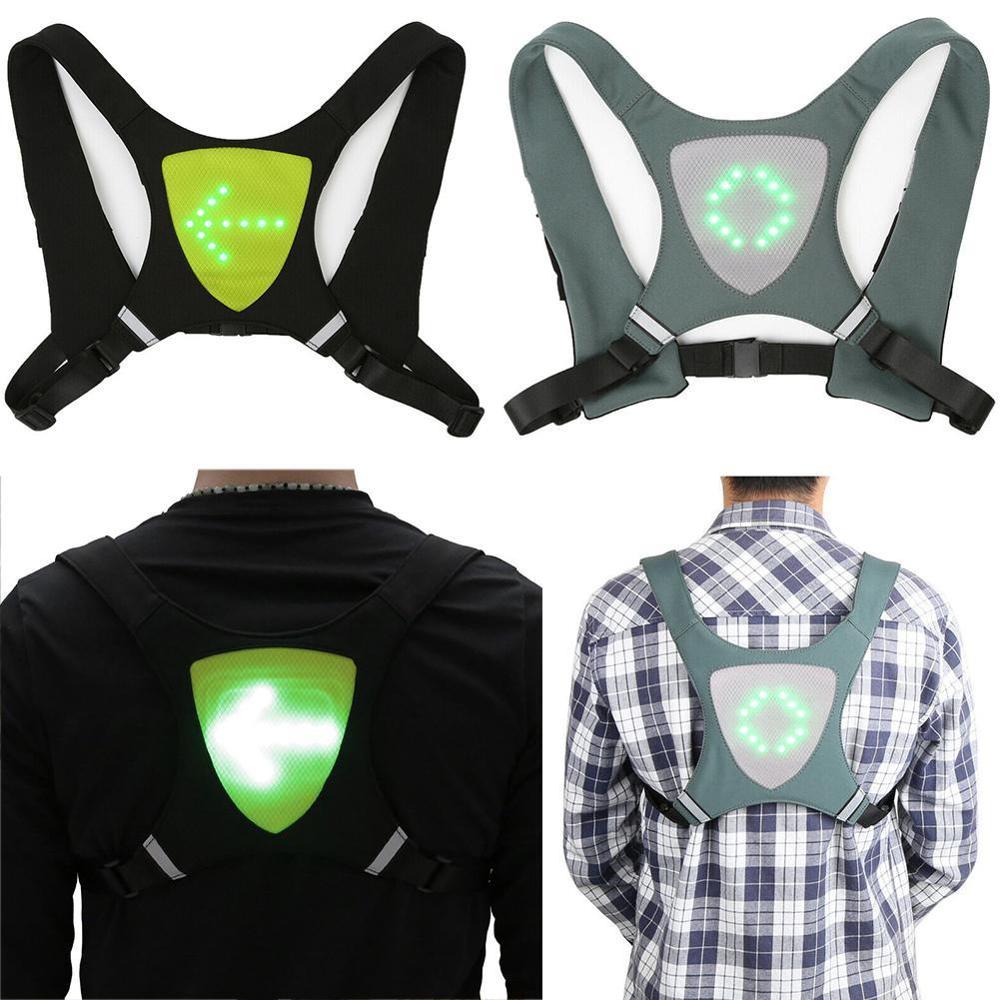 Cycling Bicycle Vest LED Wireless Safety Turn Signal Light Vest for Bicycle Riding Night Warning Backpack Guiding Light