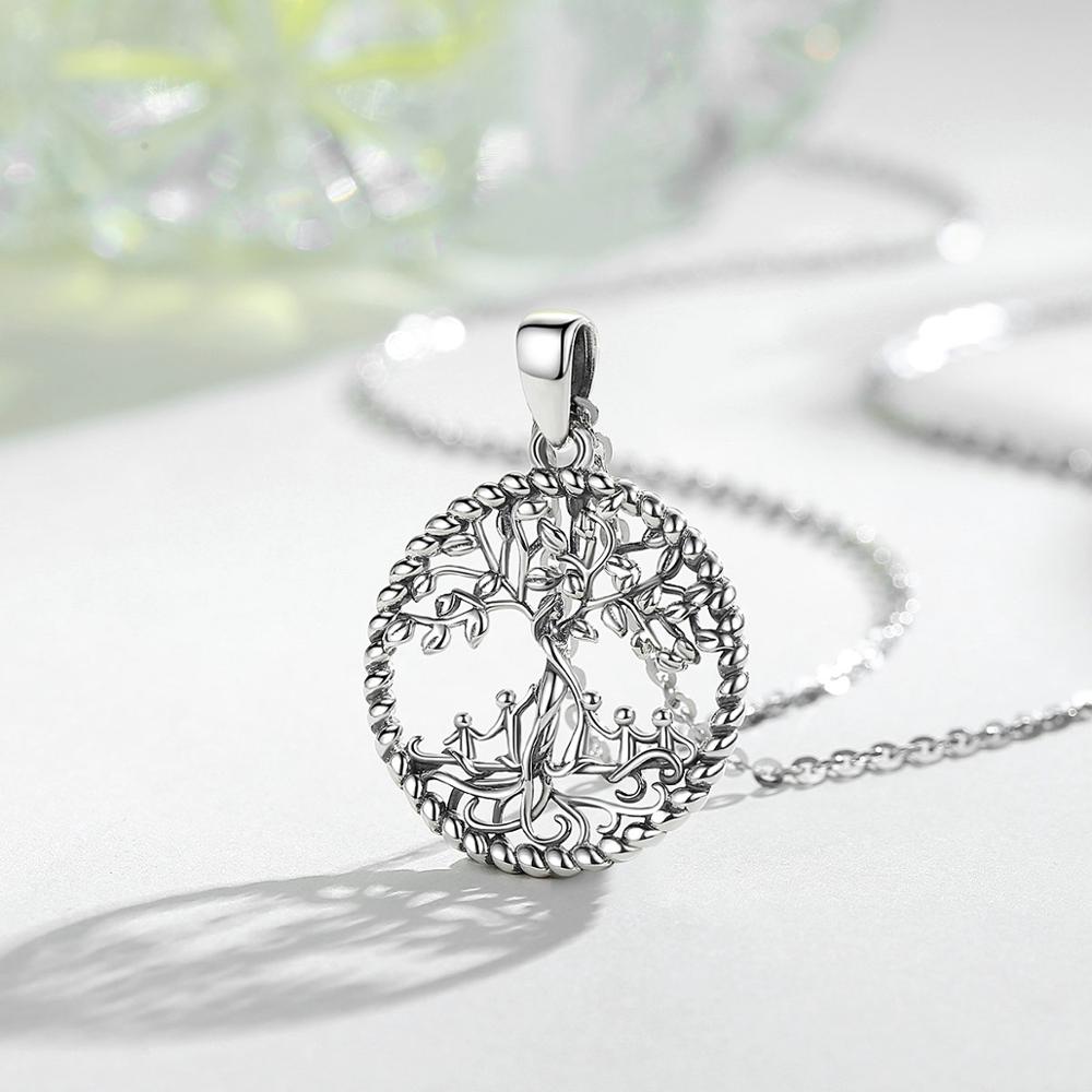 EUDORA Sterling Silver Tree Of life Pendant Silver Family tree Necklace with baby child Fine Jewelry for Women Happy family of 5