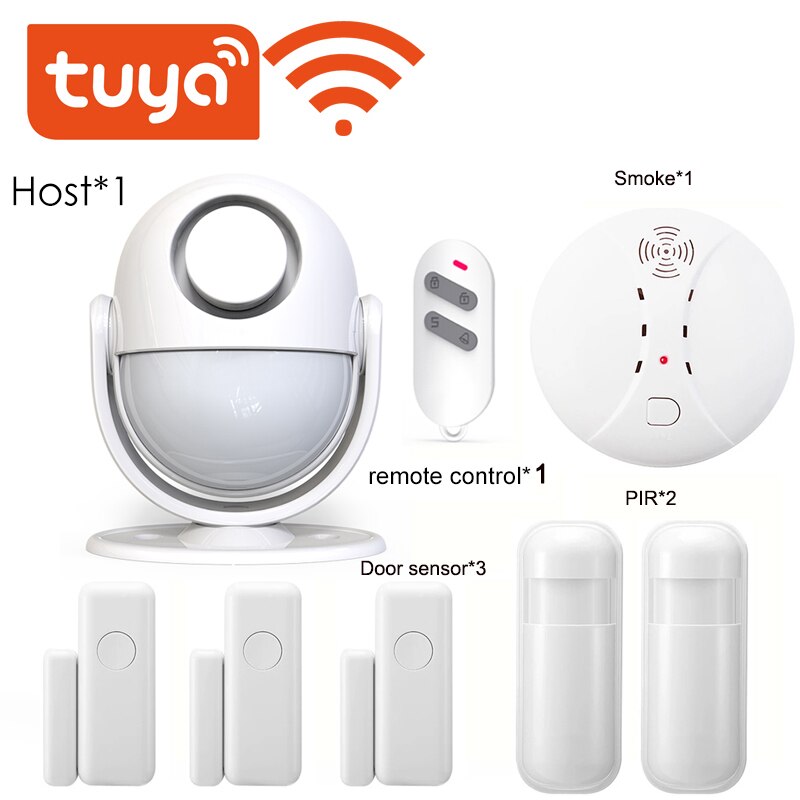 Tuya Smart Home Security WIFI Alarm System 120dB Works With Google Alexa 433 PIR Detector Door Sensor Smart Life App Burglar
