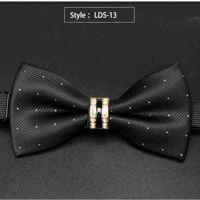Mænd bowtie formel stribe luksus rhinestone slips mænds bryllup butterfly mandlige kjole skjorte slips: Lds -13