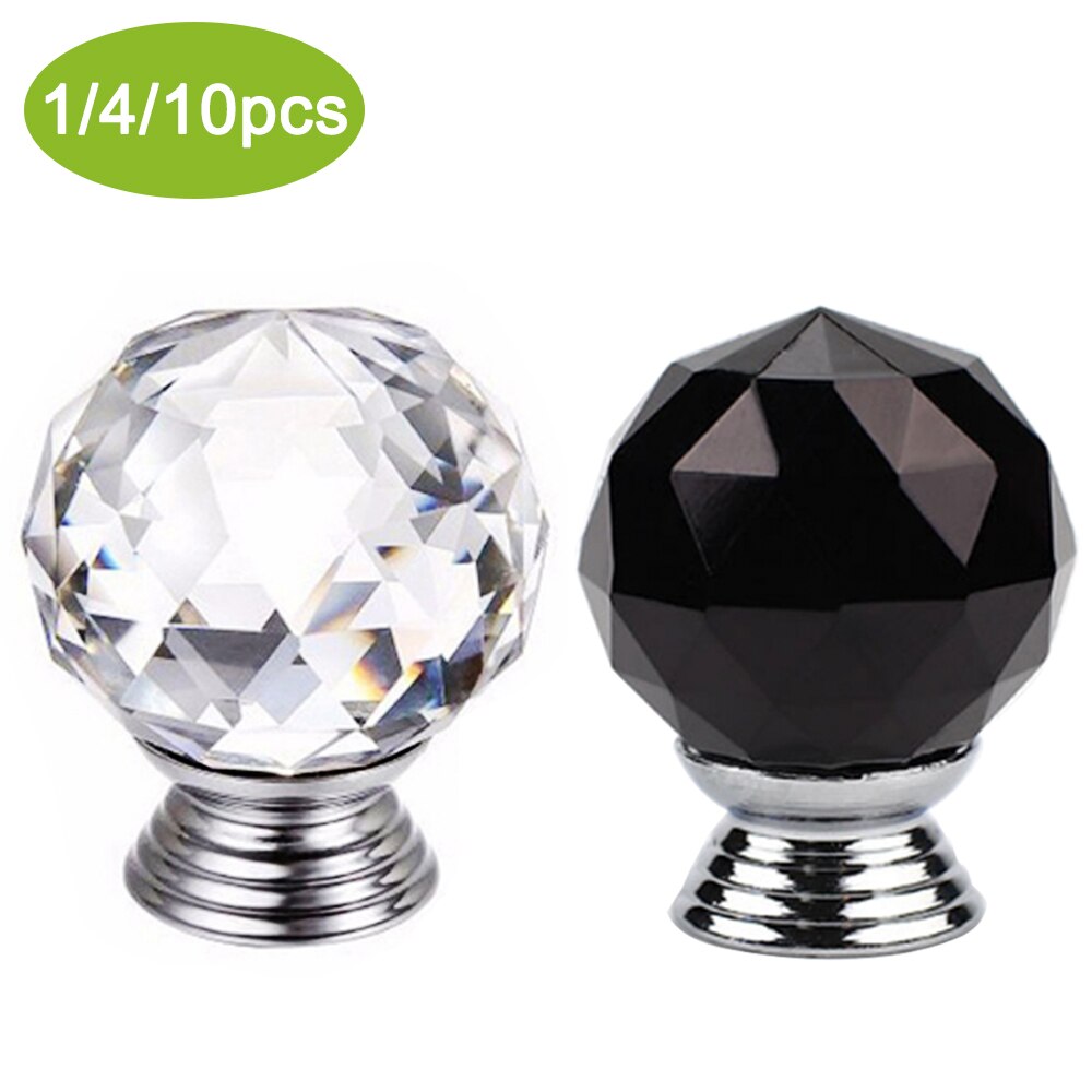 Klart kristallglas runda dörrar handtag dekorativa glasknoppar för skåp låda möbelskåp 30mm 1/4/10 st