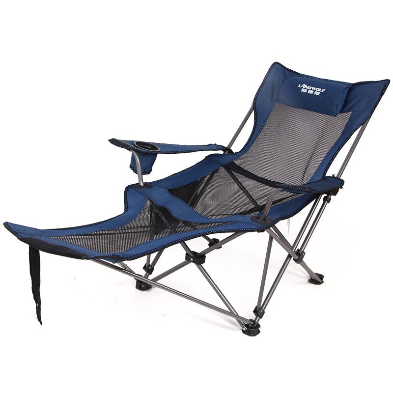 Draagbare Rugleuning Outdoor Vouwen Fauteuil Draagbare Back Vissen Dek Stoel Camping Leisure Kruk Lunchpauze Strand Kan Liggen: blue mesh back