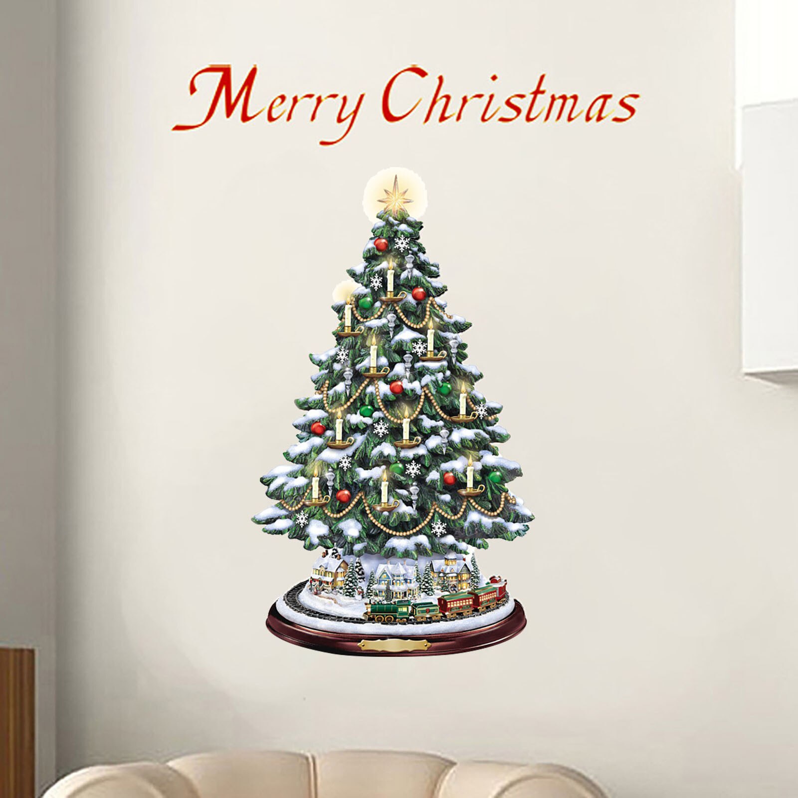 Kerstboom Roterende Sculptuur Trein Decoraties Plakken Venster Plakken Stickers Kerst Decoraties Voor Huis Рождество # W