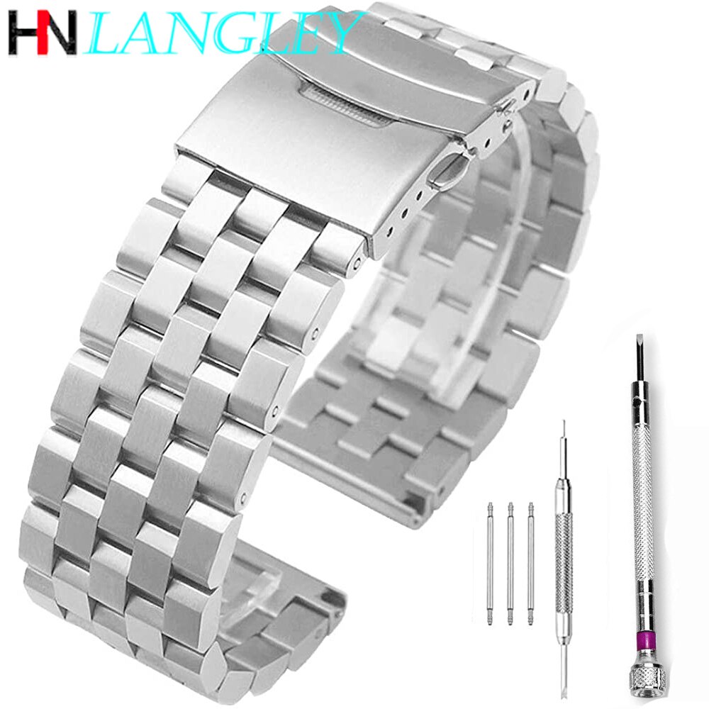 26mm 24mm 22mm 20mm 18mm metal urrem premium solid rustfrit stål urarmbånd mænd kvinder sort/sølv armbånd