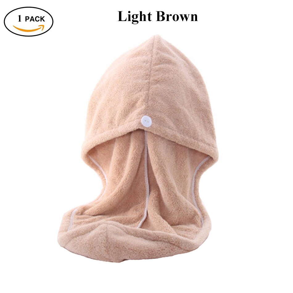 Dry Hair Towel Microfiber Polyester Flannel Wisp Long Curly Head Bath Hand Turban Towel for Adult Women Super Absorbent Quick: Towel Light Brown