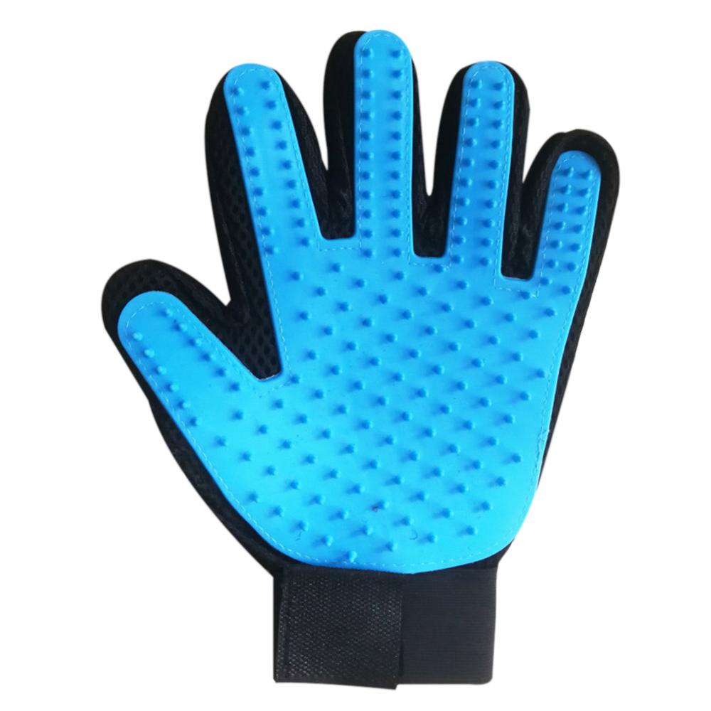 Pet Glove Cat Grooming Glove Cat Hair Brush Gloves Dog Comb for Cats Bath Clean Massage Hair Remover Brush for: sky blue left