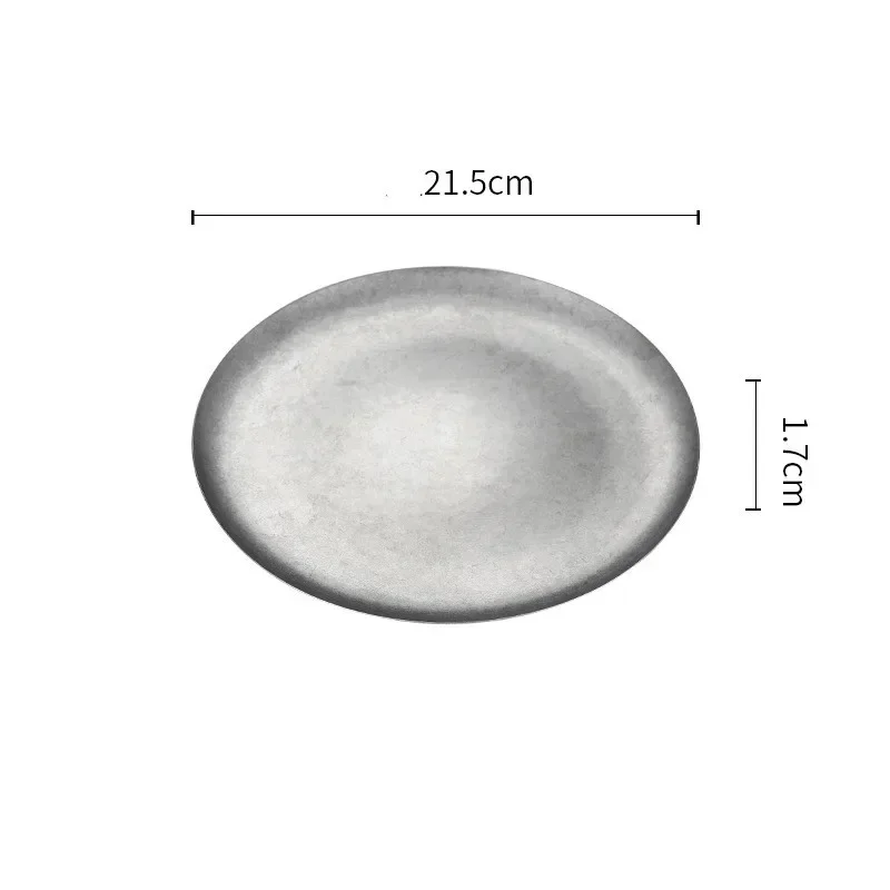 304 ronde vintage dessertbord Creatieve steak Pastaplaat Roestvrij staal Eettafel Taartbak Ondiepe borden set Japanse gerechten: Grey