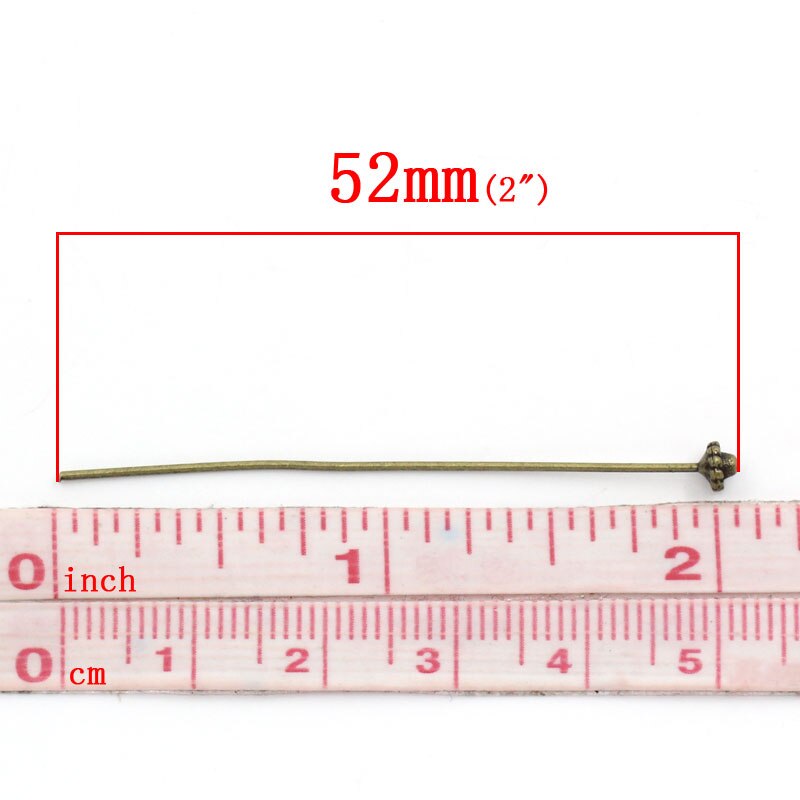 Zinc metal alloy Ball Head Pins Antique Bronze 5.2cm(2") long, 0.7mm ( gauge), 4 PCs