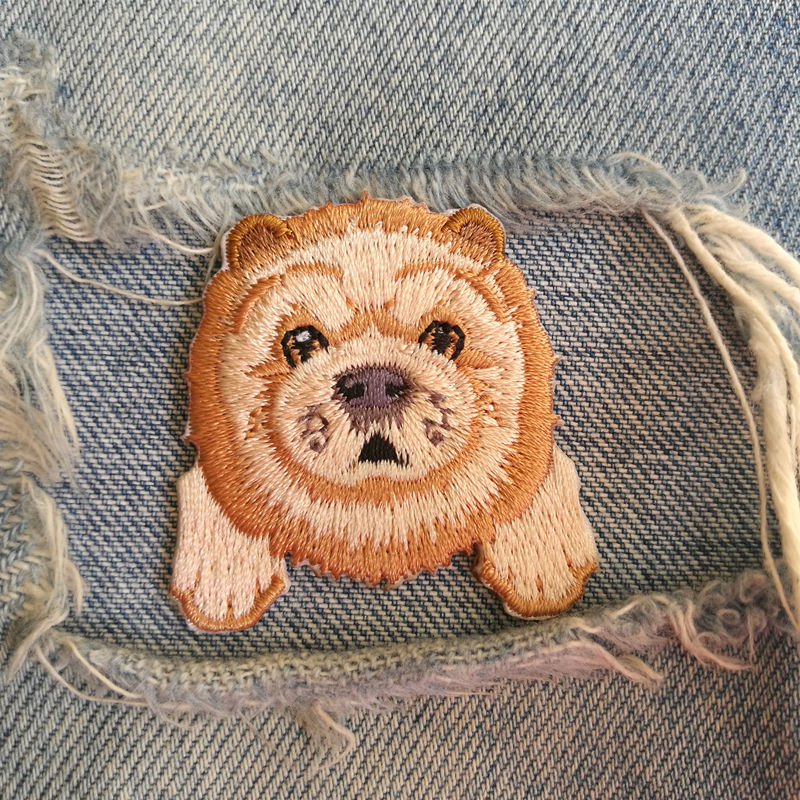Insignia bordada para ordenador, parches decorativos para perro CHOWCHOW, 1 foto, 4,0x4,0 CM