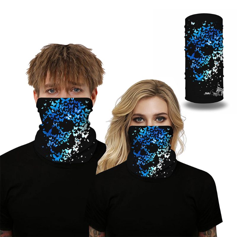 Unisex Multifunctional Bandana Magic Scarf Ripped Butterflies Skull Neck Gaiter Headband Motorcycle 3D Digital Face Mask