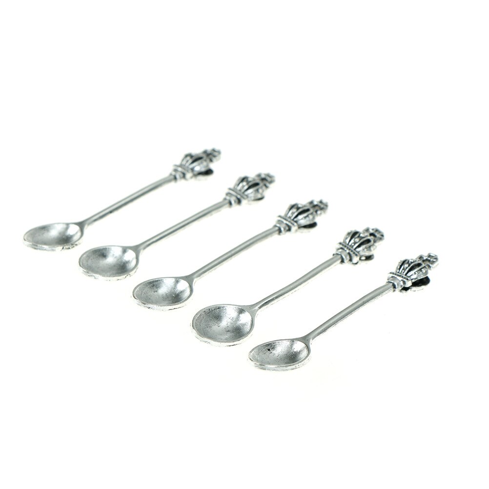 5 teile/los Besteck metall Gold Silber Kaffee Löffel Krone Dekor Griff Teelöffel Nachtisch Löffel Küche Cafe Liefert