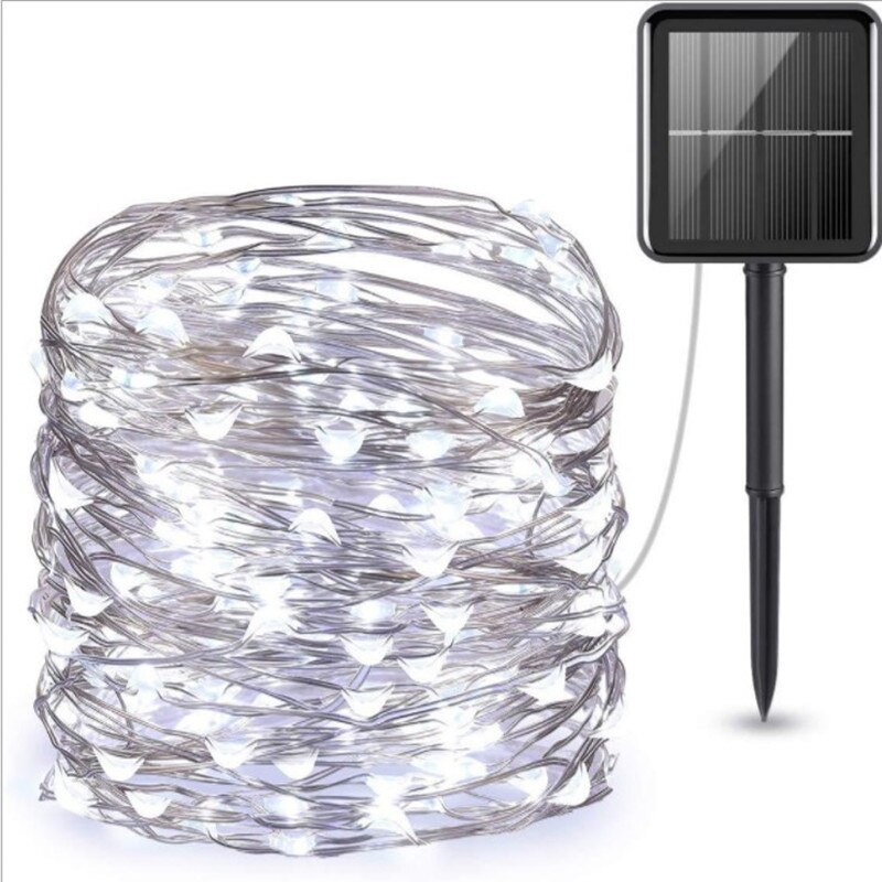 Solarne lampki świąteczne na sznurku 12m 100LED / 5M 50 LED wodoodporna zewnętrzna girlanda lampa solarna boże narodzenie do dekoracji ogrodu