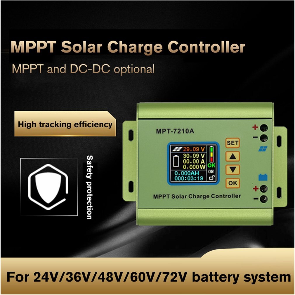 MPPT Solar Charge Controller – 60V 10A, LCD Display, DC-DC Boost, 24/36/48/60/72V Auto
