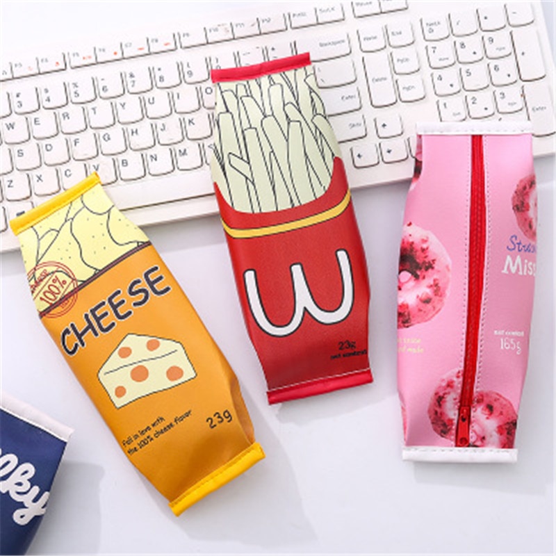 Unusual Pencil cases High Capacity Food Pen Case Cat Pencil Pouch Girls Boys School Supplies PU Waterproof Stationery Bag
