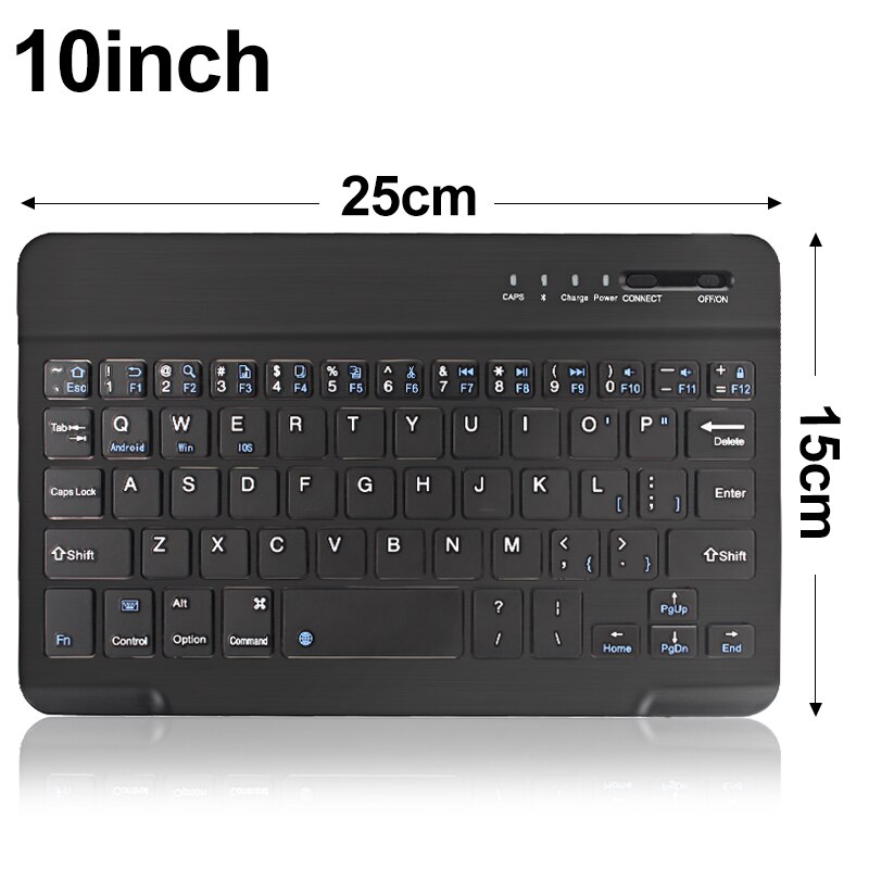 Mini Bluetooth Keyboard Wireless Russian Keyboard Tablet Spanish Rechargeable Keyboard For Tablet ipad cell phone Laptop: 10 in black English