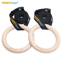 Wood Gymnastic Rings Olympic Gym Rings w/ Straps Gym Equipment for Home Gym Train Workout Fitness Pull Ups and Dips