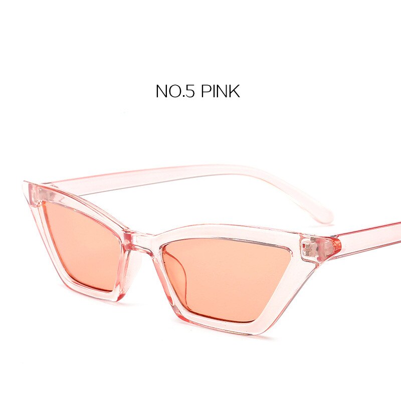 Nywooh vintage solbriller kvinder luksus cat eye brand solbriller damer lille rød sort briller  uv400: Lyserød