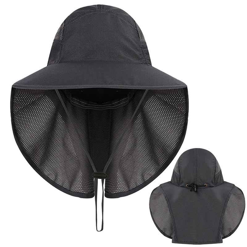 Gorras de playa para exteriores, para deportes al aire libre, pesca, senderismo, protección uv, solapa para el cuello, para hombre, accesorios deportivos: Gris oscuro