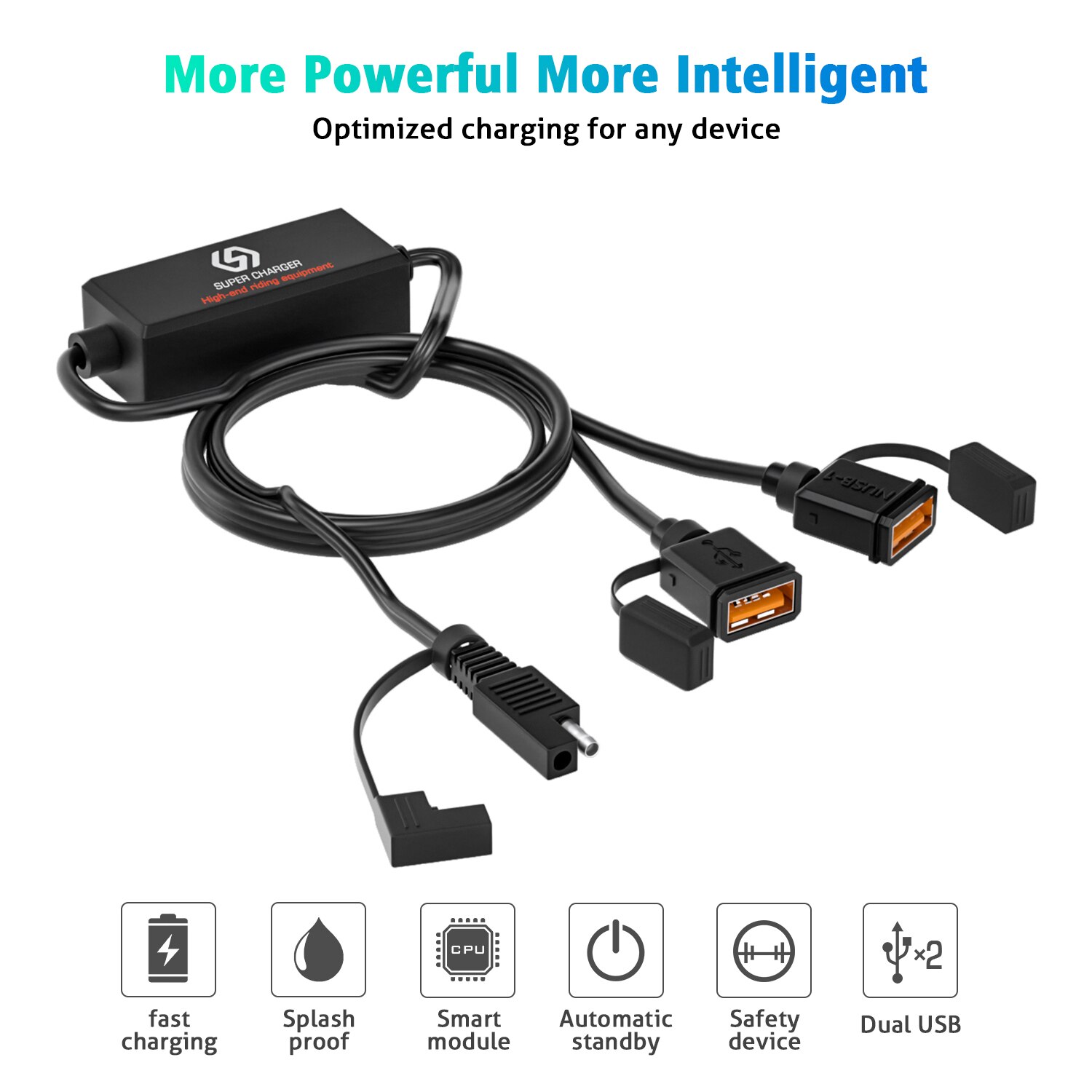 Cargador rápido SAE a USB para motocicleta, adaptador de desconexión de enchufe, resistente al agua, 36W, QC3.0, carga rápida 3,0, Chip inteligente incorporado
