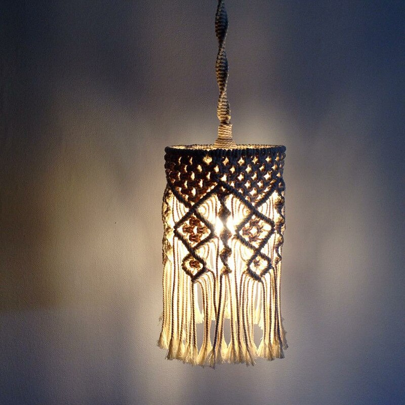 Macrame abażur tapeta w stylu boho wisząca lampa sufitowa tkanina z frędzlami klosz żyrandol dekoracyjne nakładki robić salonu sypialnia