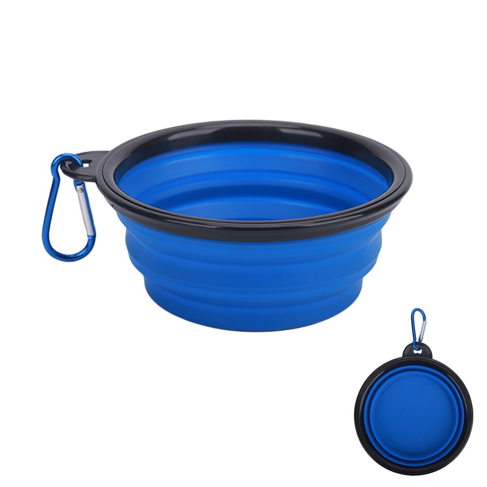 Cuenco plegable de silicona para perro, accesorio portátil de viaje, utensilios para comedero, cuencos pequeños de mudio, 1 unidad: Azul marino