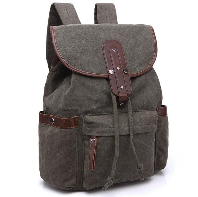 070717 men backpack canvas school student shoulder bag