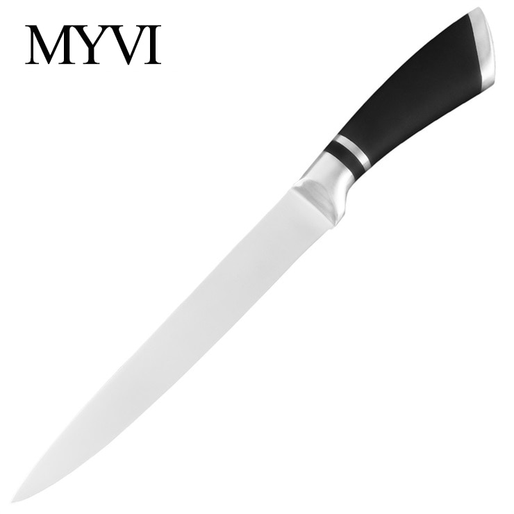 Handgjorda knivar i rostfritt stål köksknivar tillbehör japansk kock frukt verktyg santoku kock skivning bröd kniv set: D .8 tums skivning
