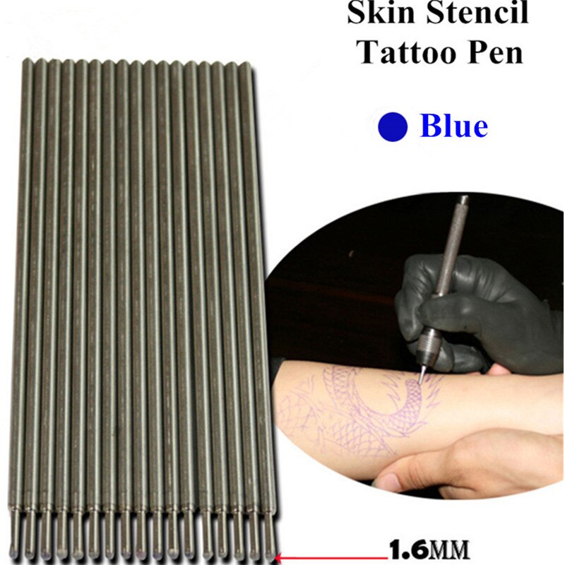 20 stks Skin Stencil Tattoo Pennen Tattoo Huid Markeerstiften voor Tatoeëerders Levering (5 kleuren): Blauw
