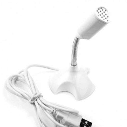 Home Studio Adjustable USB Laptop Microphone Mini Studio Speech Microphone Stand Mic With Holder for Desktop PC: White