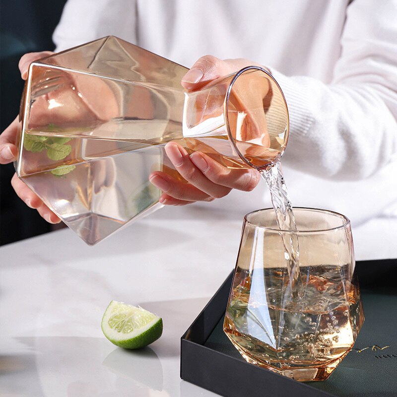 1/5 Pcs/Set Water Potten Glazen Karaf Set Houten Deksel Karaf Pitcher Wijn Whisky Bier Sap Set Drinkwater waterkokers