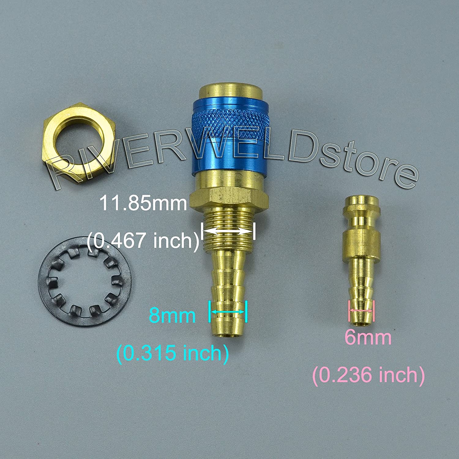 Raccordi Rapidi Acqua E Gas Per Torcia TIG RIVERWELD – Connettori M8 E M6, Adattatori Per Saldatura WP 9/17/18/26 - 3