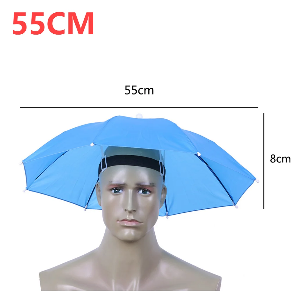 Sombrero de lluvia portátil para exteriores, sombrilla plegable para pesca, sombrilla Anti-UV para acampar, sombreros para la cabeza de playa, accesorio: Blanco