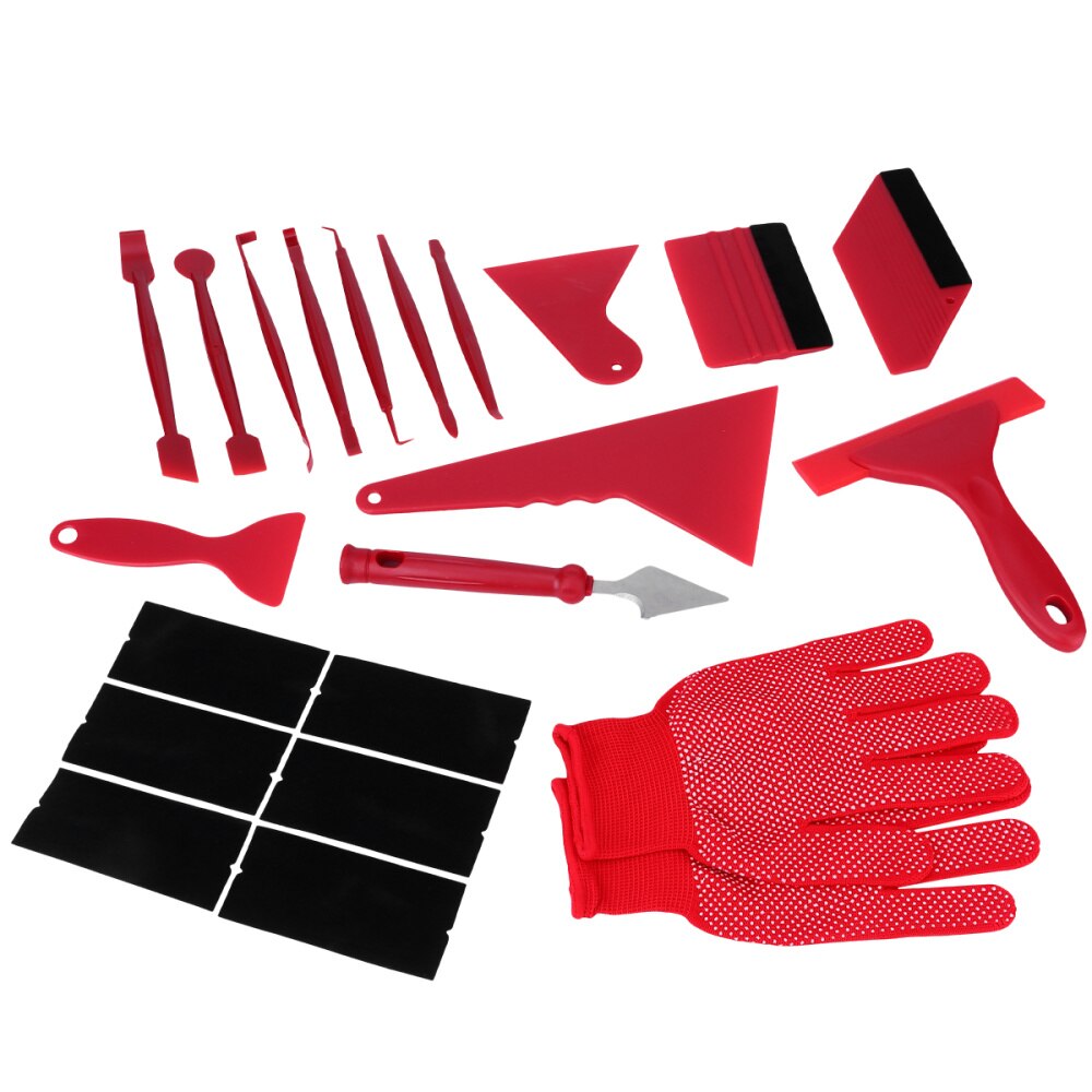 21PCS/Set Auto Tinting Film Scraper Squeegee Cutter Window Tint Tool Kit Vinyl Car Film Wrapping Tool Set (Blue): Red