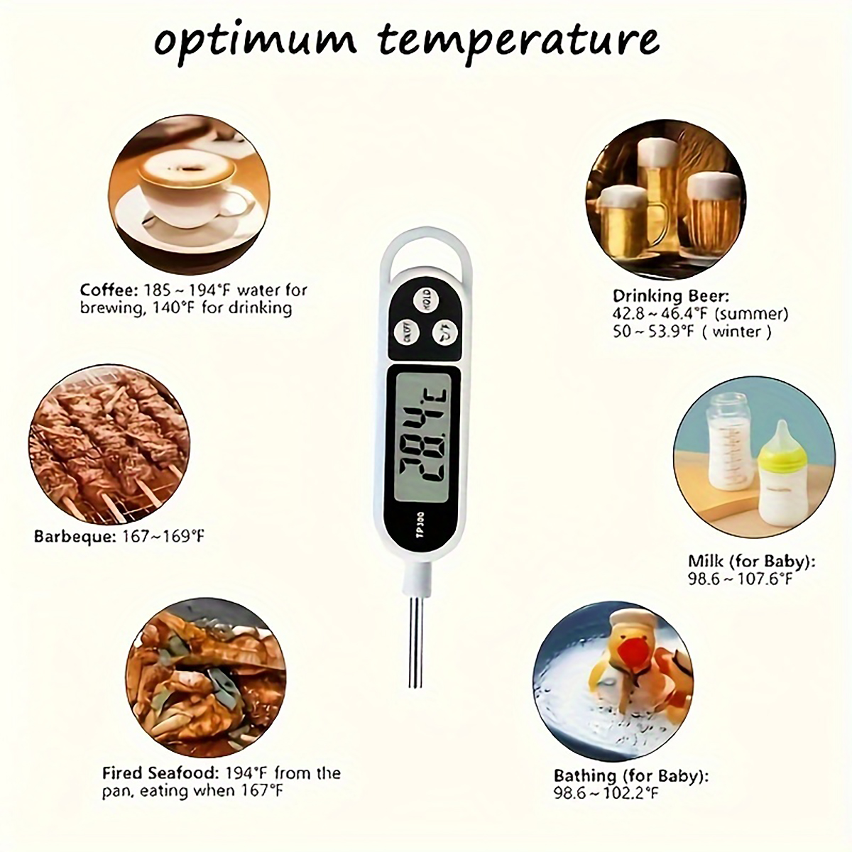 Termómetro digital con sonda de bolígrafo: medición precisa de temperatura para cocinar, barbacoa, laboratorio y uso doméstico.