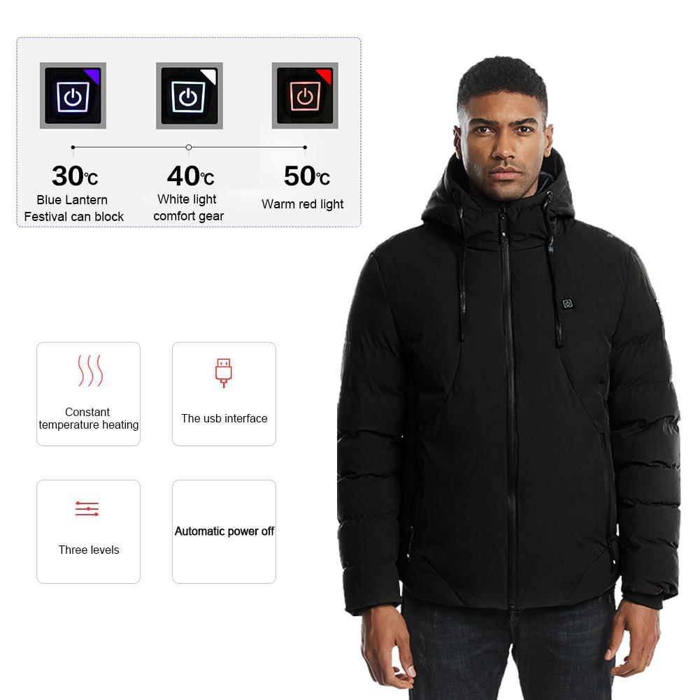 USB Heated Jacket Coat For Men Women Winter Waterproof Long Sleeve Hooded Down Hiking Electric Thermal Warm Heating Clothing