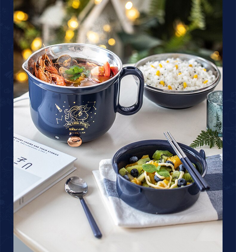 220V 1.2L Electric Rice Cooker Stainless Steel Inner Multifunctional Pot Mini Multi Cooker Hotpot Maker Cooking Pot