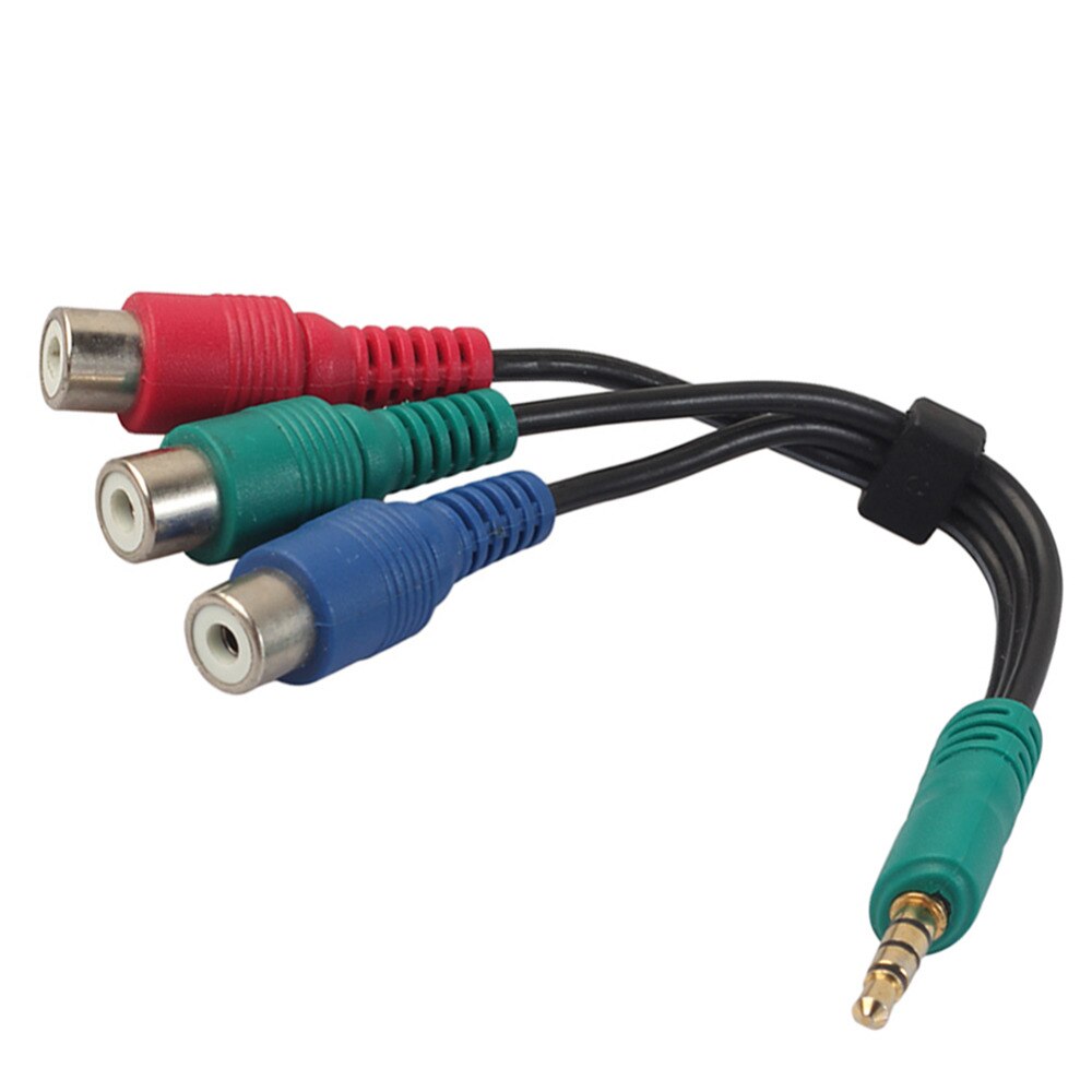 4-Pole Aux 3.5Mm Male Naar 3 Rca Vrouwelijke Component Ypbpr Adapter Video Kabel Groen Blauw Rood 3RCA externe Lijn Voor Samsung Tv Pc