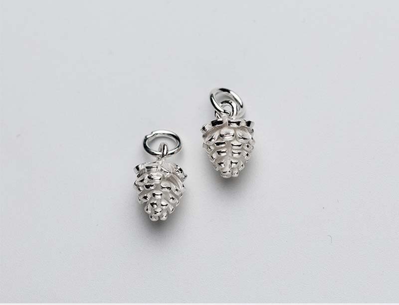 100% 925 Sterling Silber Tannenzapfen Bezaubert Anhänger 12x8mm Handwerk Charme Perlen Für DIY Halskette Ohrringe Schmuck, der