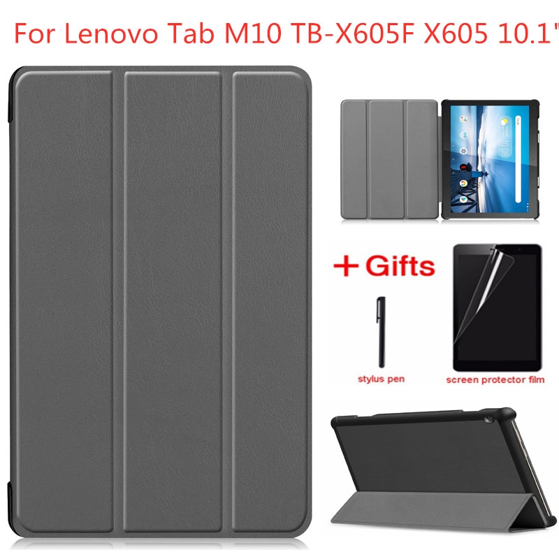 Slim Hard Case for Lenovo Tab M10 TB-X605F Release Tablet 3 Fold Magnetic Stand Cover for M10 X605 10.1 Inch