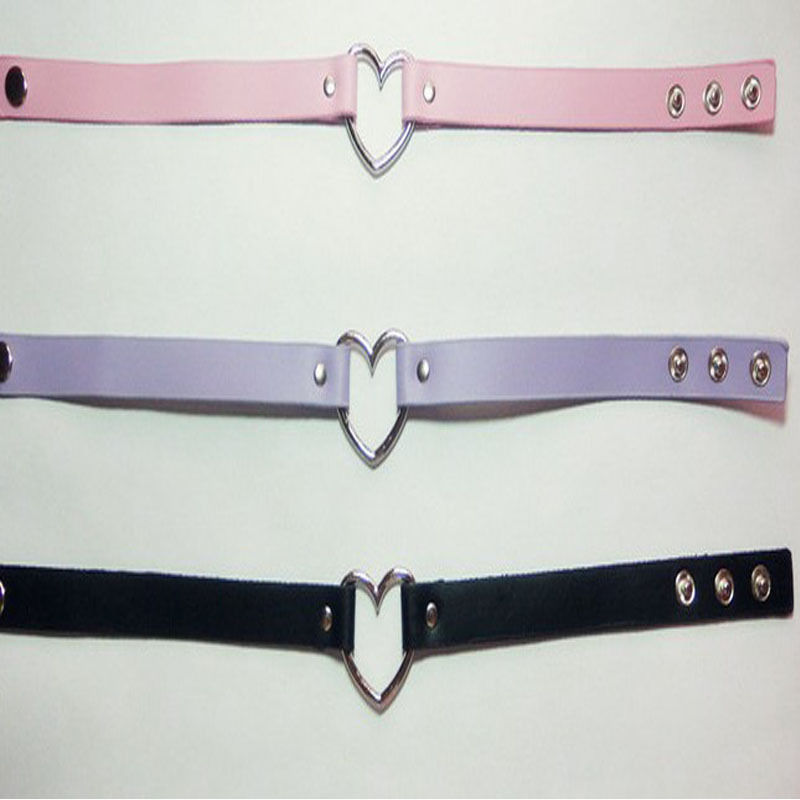 Moderna y CHIC gargantilla para mujer, de piel sintética, hecha a mano con remache estilo Punk y anillo redondo, Collar de corazón, joyería nueva