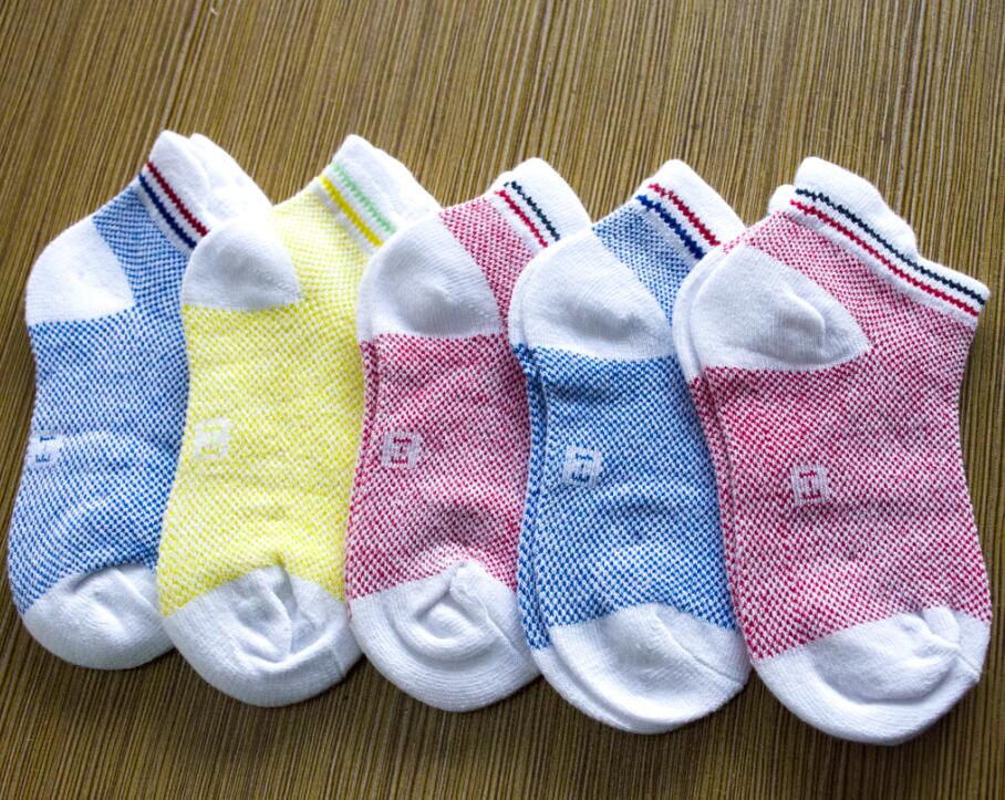 2019 verão algodão malha meninos meias crianças barco meias para meninas 1-9 ano crianças 5 pares/lote: red blue yellow / 1 To 3 T