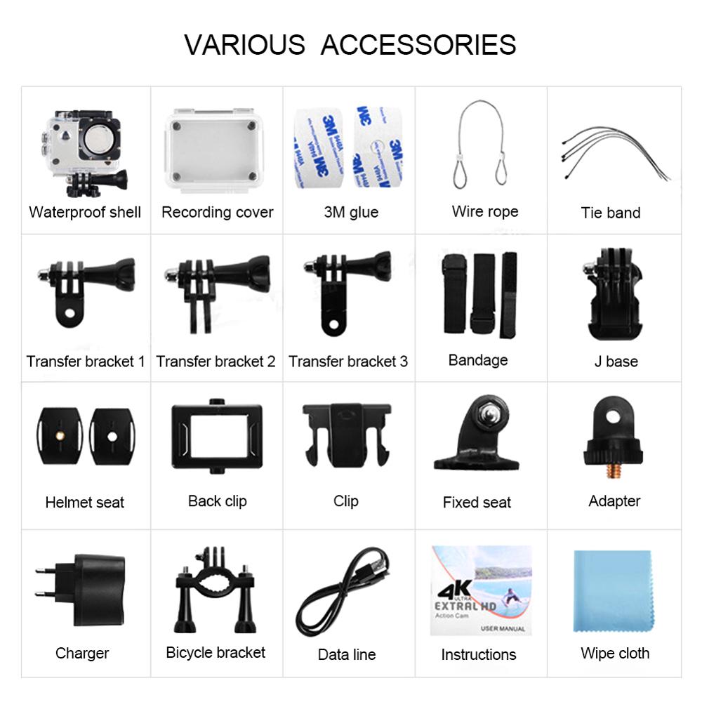 H9R Action Camera Ultra HD 4K WiFi 2.0" 170D Underwater Camera Go Waterproof Pro Helmet Video Sport Camera For Outdoor Sports