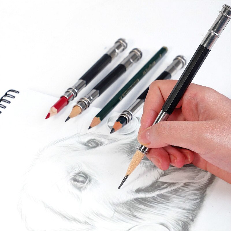 Porte-crayon réglable à double tête/simple tête, 1 pièce, extension pour croquis, école, bureau, peinture, outil d'écriture artistique pour