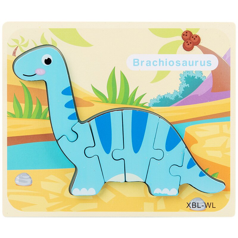 Dinosaur 3D Puzzle Early Educational Jigsaw Puzzle Cartoon Wooden Kids Toy for Boys Girls Montessori Toys: L