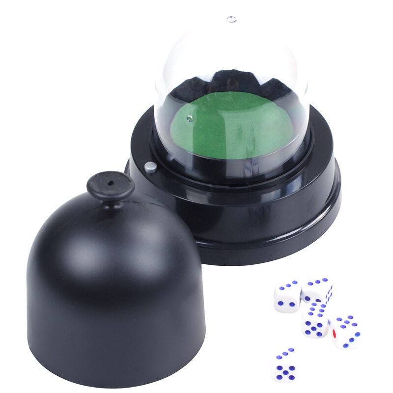 Automatic Dice Roller Cup Battery Powered Pub Bar Party Game Play With 5 Dices Black: Default Title