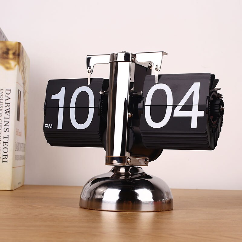 Retro Moderne Metalen Schaal Digitale Auto Flip Single Stand Desk Stand Klok