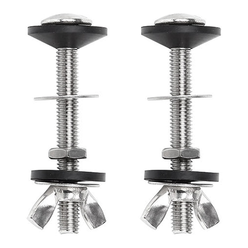 2 Pack Toilet Tank to Bowl Bolt Kits Cistern Bolts Kit,Stainless Steel Toilet Pan Fixing Fitting with Double Gaskets: Default Title