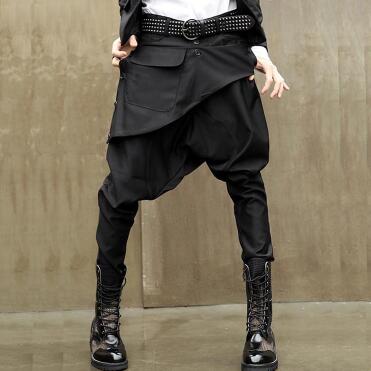 Efterår mænd gotisk hip hop punk rock harem bukser skridtet baggy bukser herre natklub dj singer scene joggers streetwear: 31